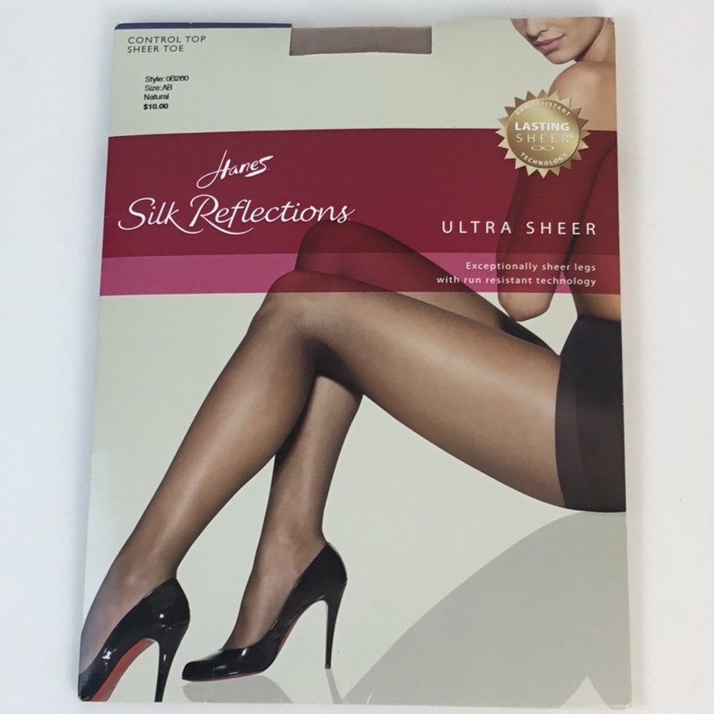 Hanes Silk Reflections Ultra Sheer Pantyhose Natural Control Top Size AB